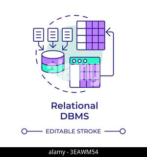 Relational dbms multi color concept icon Stock Vector
