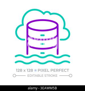 Cloud database two color line icon Stock Vector
