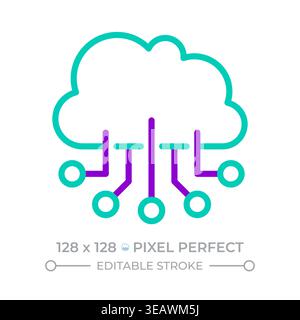 Cloud computing two color line icon Stock Vector