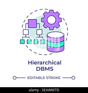 Hierarchical dbms multi color concept icon Stock Vector
