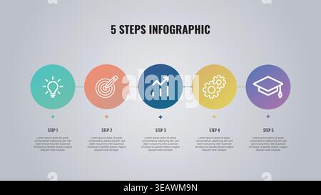 Modern 5 Steps Infographic Timeline Vector Template Stock Vector