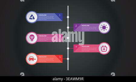 Modern 5-Step Timeline Infographic Vector Template Stock Vector