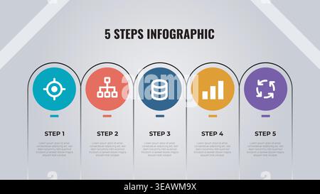 Modern 5 Steps Infographic Timeline Vector Template Stock Vector