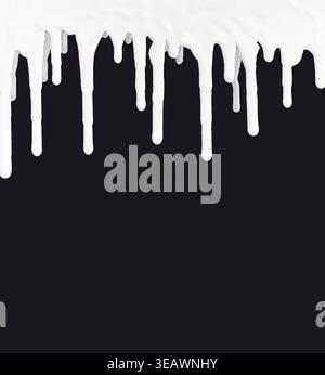 Dripping White Paint on a Black Background Creates a Striking Contrast in Visual Art Stock Photo