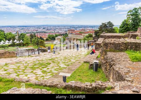 People exploring the historic roman theaters of Lyon, France Stock Photo