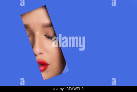 Collage of a Womans Face With Vibrant Colors and Creative Design Elements in a Modern Art Style Stock Photo
