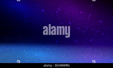 Abstract cosmic background with vibrant blue and purple gradients shimmering stardust and soft bokeh particles for a deep magical atmosphere of distan Stock Vector
