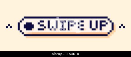 Swipe up pixel art white button. Stock Vector