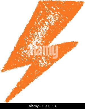 Doodle crayon lightning symbol. Hand drawn chalk lightning with grunge texture. Graphic element for fun collages. Crayon doodle thunder. Vector pencil Stock Vector