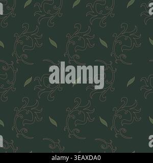 Abstract Minimalist Dark Botanical Vines Stock Vector