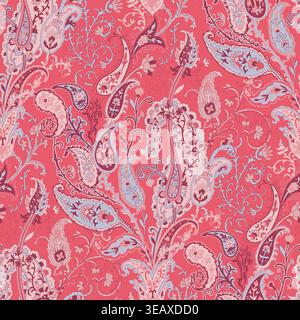 Vibrant Magenta Persian Botanical Motif Stock Vector