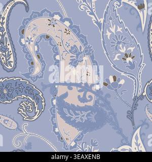 Elegant Teal Magenta Paisley Vine Pattern Stock Vector