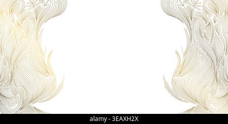 Luxury abstract gold wave pattern, thin elegant lines on white background. Premium vector design, Japanese curves, geometric elements, and smooth silk Stock Vector