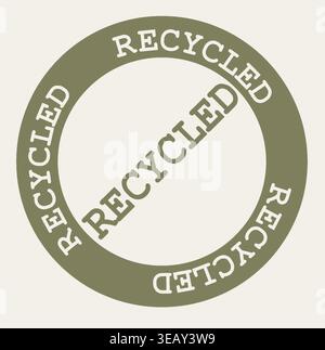 Recycled Rubber Stamp Vector Minimalist Green Eco Label for Sustainable Branding and Organic Product Packaging Design Natural Bio Badge Illustration Stock Vector