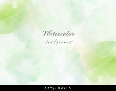 Hand-drawn watercolor background, abstract green splash textures, artistic wash EPS vector illustration. Stock Vector