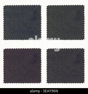 Vintage looking Blue green purple brown fabric samples isolated over white background Stock Photo