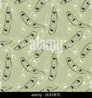 Pattern of stylized Seed Pods , hand-drawn botanical background for organic food packaging, Sustainable Textile and Eco-Friendly Branding. Vector illu Stock Vector