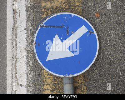 Regulatory signs, turn left ahead traffic sign Stock Photo