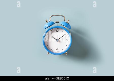 Blue alarm clock on pastel background time management deadline schedule planning and productivity concept Stock Photo