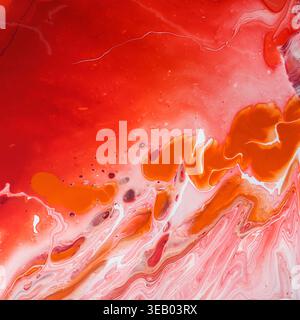 Vivid Orange and Red Abstract Artwork Showcasing Fluid Patterns and Textures in Fine Detail Stock Photo