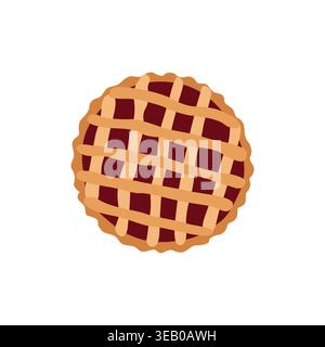 Hand-drawn autumn illustration of cherry pie isolated on white background for packaging and fall vibes cozy projects Stock Vector