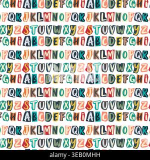 Colorful alphabet letters arranged in a repeating pattern on a light background, suitable for educational materials or children's design projects Stock Vector
