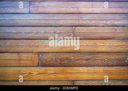 High-resolution overhead view of warm reddish-brown hardwood planks. This premium wood texture features organic grain patterns and natural wear. Ideal Stock Photo