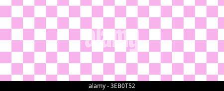 Pink tile checkerboard background, pattern grid. Retro psychedelic checkered wallpaper. Groovy pastel chessboard surface. Distorted geometric grid. Vector illustration Stock Vector