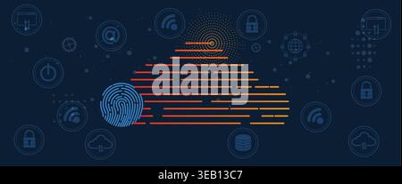 Cybersecurity data protection blocks hacker inside compromised network security Stock Vector