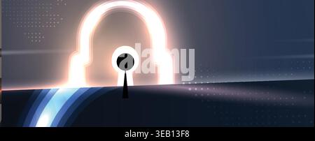 Cybersecurity data protection blocks hacker inside compromised network security Stock Vector