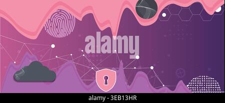 Cybersecurity data protection blocks hacker inside compromised network security Stock Vector