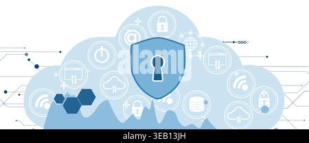 Cybersecurity data protection blocks hacker inside compromised network security Stock Vector