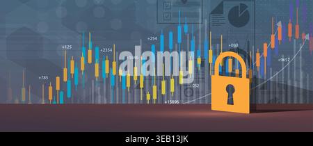 Cybersecurity data protection blocks hacker inside compromised network security Stock Vector