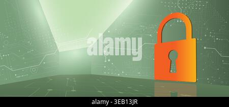 Cybersecurity data protection blocks hacker inside compromised network security Stock Vector