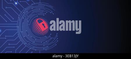 Cybersecurity data protection blocks hacker inside compromised network security Stock Vector