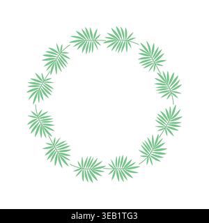 Palm wreath vector flat botanical frame circle leaf border invitation template Stock Vector