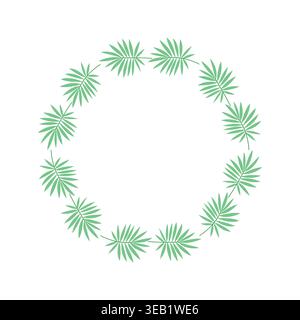 Palm wreath vector flat botanical frame circle leaf border invitation template Stock Vector