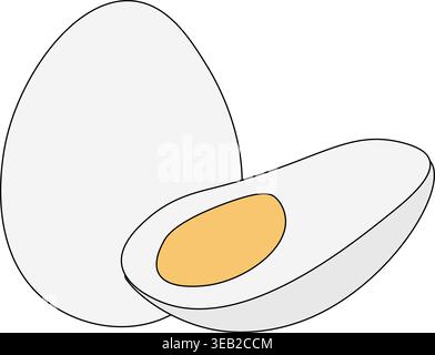 Hard boiled sliced broken Egg Colored composition hand drawn illustration. Vector graphic line art. design for fashion graphics, textile prints, fabri Stock Vector