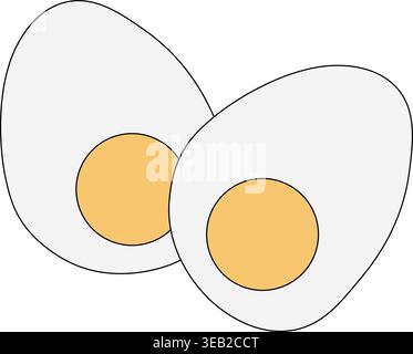 Boiled chicken eggs. Egg Colored composition hand drawn illustration. Vector graphic line art. organic healthy natural food with protein and vitamins, Stock Vector