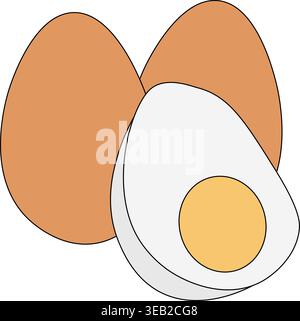 Two eggs brown and white eggs. Egg Colored composition hand drawn illustration. Vector graphic line art. For poster, invitation, backdrop, ad, sale pr Stock Vector