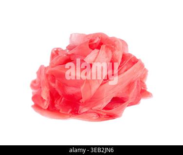 Pickled ginger slices isolated on white background. Heap of marinated ginger. Clipping path Stock Photo