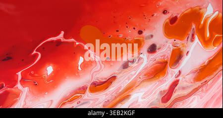 Vibrant Abstract Artwork Showcasing Dynamic Red and Orange Hues Flowing Together Stock Photo
