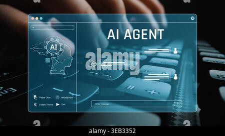 AI image generator interface enables image, AI, and generator process by converting user prompt into visual content using intelligent algorithms Stock Photo