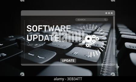 Knowledge upgrade and software update, digital skills improvement, competitive advantage, continuous learning, and staying up to date with latest Stock Photo
