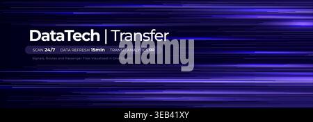AI data stream blue speed lines flow, database transfer, digital stream background with cyber neon motion effect in space futuristic style. Quantum Stock Vector