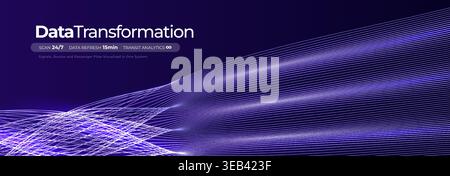AI data stream blue speed lines flow, database transfer, digital stream background with cyber neon motion effect in space futuristic style. Quantum Stock Vector