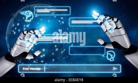 AI enhances chatbot interface by streamlining chatbot, communication, and AI support into one intelligent conversational platform Marrow Stock Photo