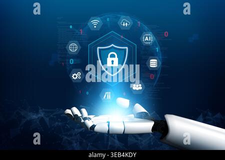 Artificial intelligence strengthens cybersecurity protection and digital data security to ensure safe network and system reliability Parse Stock Photo