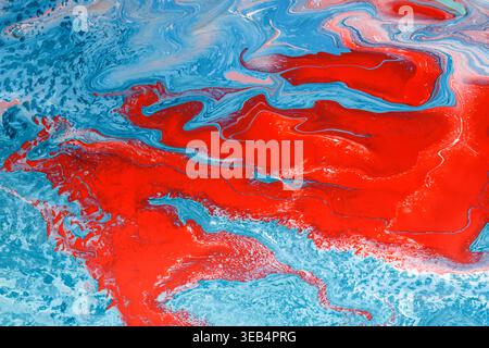 Vibrant Abstract Artwork Featuring Swirls of Red and Blue Hues in Unique Patterns Stock Photo