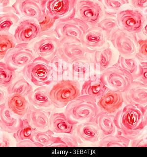 Watercolor seamless pattern with hand painted summer rose flowers. Botanical floral repeat print for textile decor, textil. Vector EPS. Stock Vector